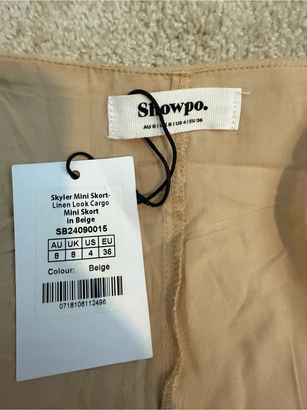 NWT Showpo SKYLER MINI SKORT
Linen Look Cargo Mini Skort In Beige - Picture 5 of 6